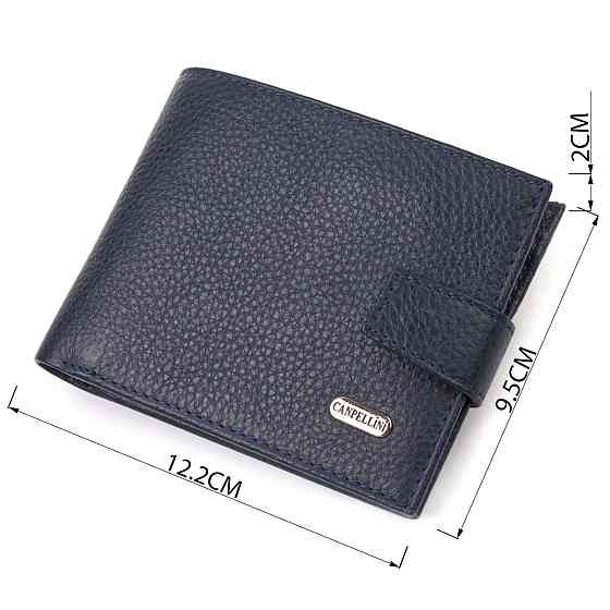 Популярний горизонтальний гаманець для чоловіків із натуральної шкіри флотар CANPELLINI 21884 Синє Київ