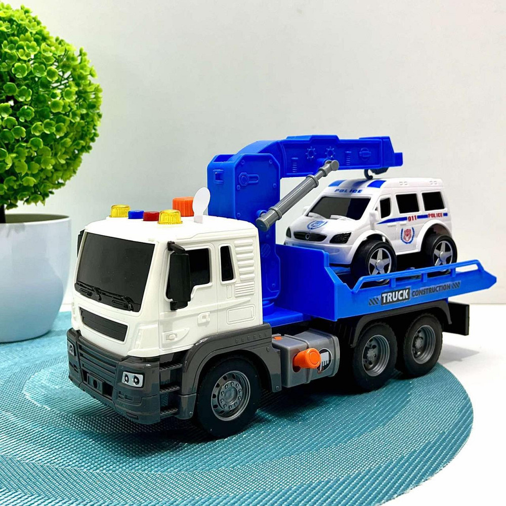 Евакуатор машинка світлові та звукові ефекти інерція машинка 27см Синій (JS106AB) Чернігів - фото 6