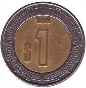 Монета 1 песо. 1996-2011 год, Мексика. (БД) Полтава
