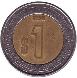 Монета 1 песо. 1996-2011 рік, Мексика. (БД) Полтава - фото 1