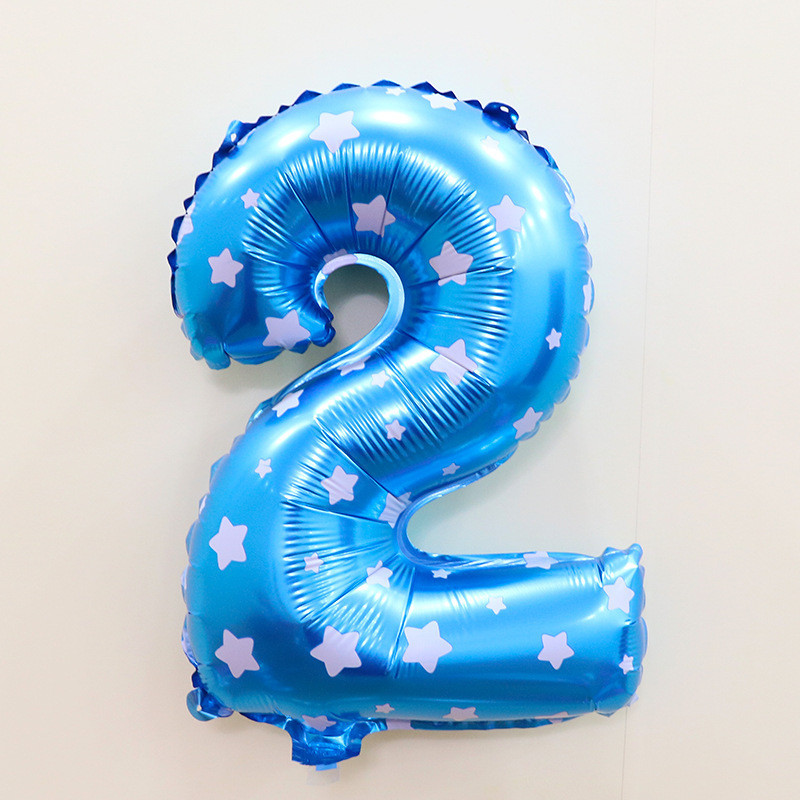 Шарик цифра 2 фольгированная со звездочками 32 дюйма голубой Киев - изображение 2