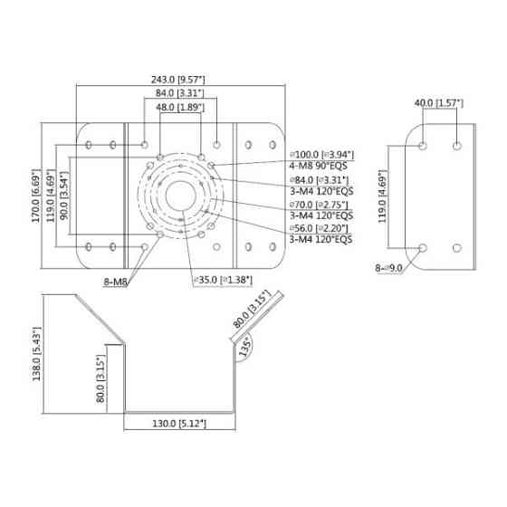 Кутовий кронштейн Dahua DH-PFA151 для встановлення камер Киев