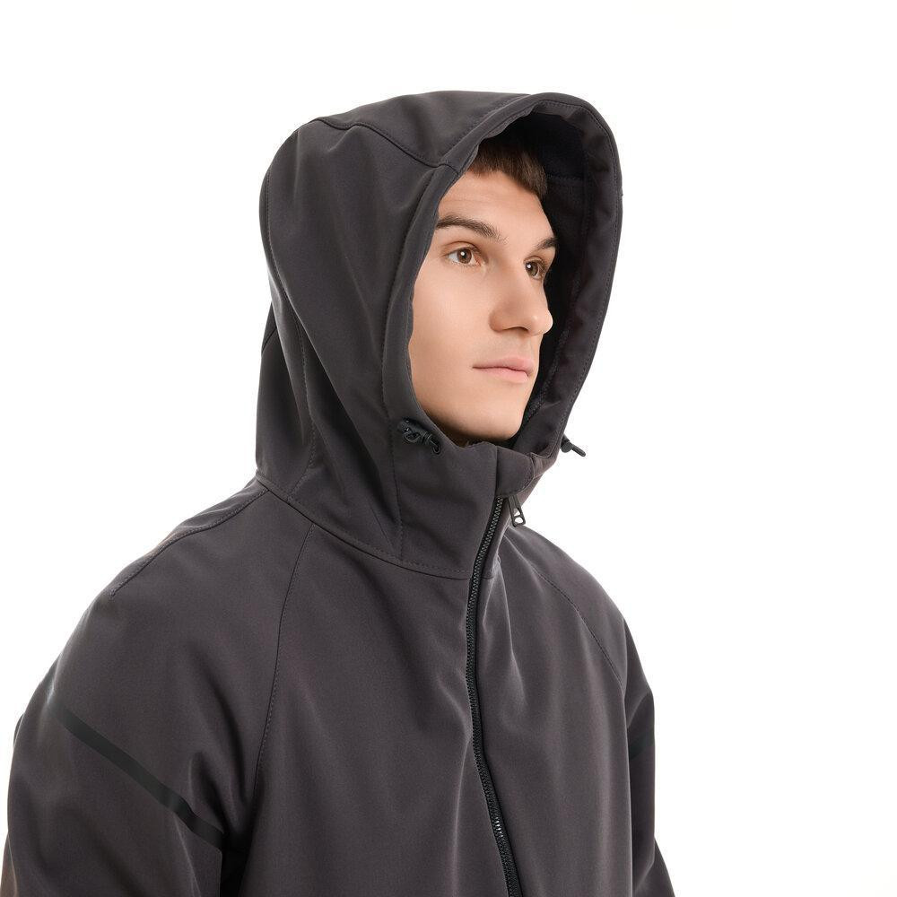 Чоловіча куртка весна осінь демісезонна з капюшоном softshell темно-сіра Победов XL Одеса - фото 8