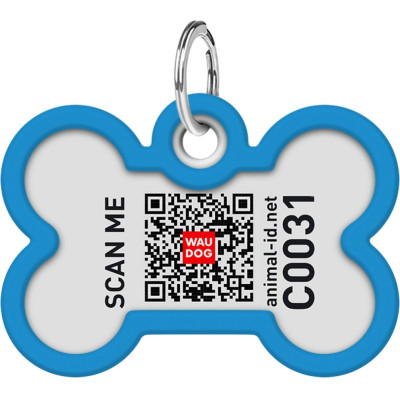 Адресник для животных WAUDOG Smart ID с QR паспортом "Градиент голубой", кость 40х28 мм (231-4036) Винница - изображение 3