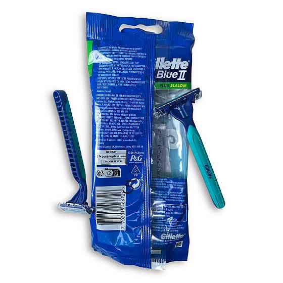 Чоловічі одноразові бритви Gillette Blue II Plus Slalom 5 шт — подвійне лезо, зволоження, рухома головка Харків