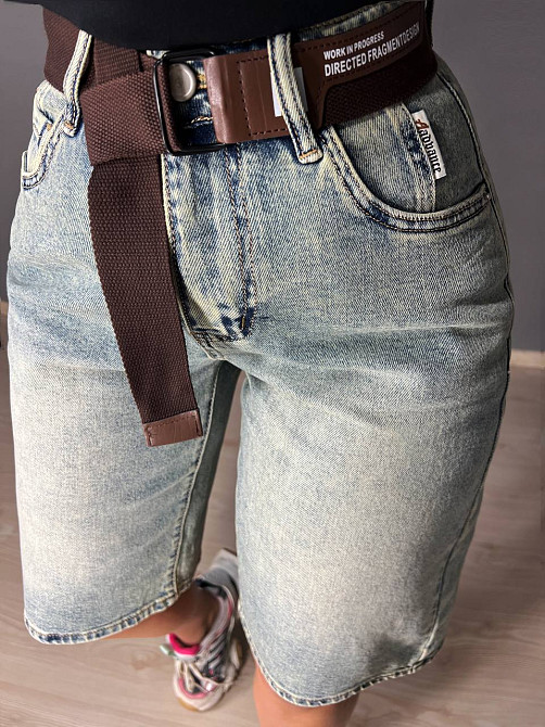 Шорты женские джинсовые Liana 447 бермуды высокая посадка стрейч с ремнем голубые, голубой, 26, 26, 73 см, 104 см Киев - изображение 5