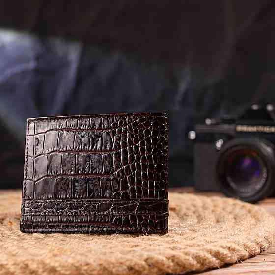 Зажим из натуральной фактурной кожи Коричневый (CANPELLINI) Киев