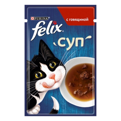 Вологий корм для кішок Purina Felix Суп з яловичиною 48 г (8445290571625) Вінниця - фото 1