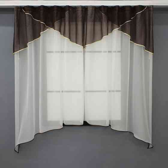 Кухонная тюль арка с ламбрекеном VR-Textil № 025к венге с молочным 270х170 см (52-1025) Киев