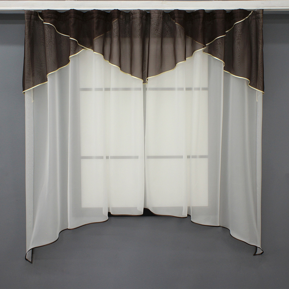 Кухонная тюль арка с ламбрекеном VR-Textil № 025к венге с молочным 270х170 см (52-1025) Киев - изображение 1