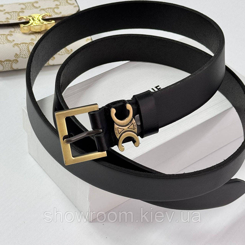 Женский кожаный ремень Celine gold (3 cм) (5610) Киев - изображение 2