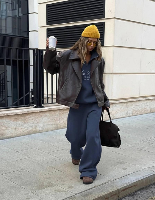 Женский теплый трендовый костюм двойка тринитка на флисе Темно-синий Одесса - изображение 4