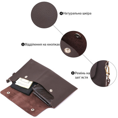 Косметичка Shvigel Кожаная матовая тревел Коричневая (16418) Винница - изображение 6