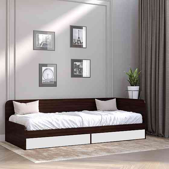 Односпальне ліжко з ящиками Еверест Соната-800 80х190 см венге темний/білий (DTM-2108) Львів