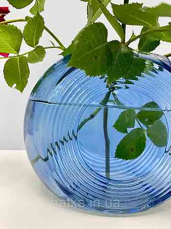 Ваза скляна 19*10*16 см "Марок" синє товсте скло Київ