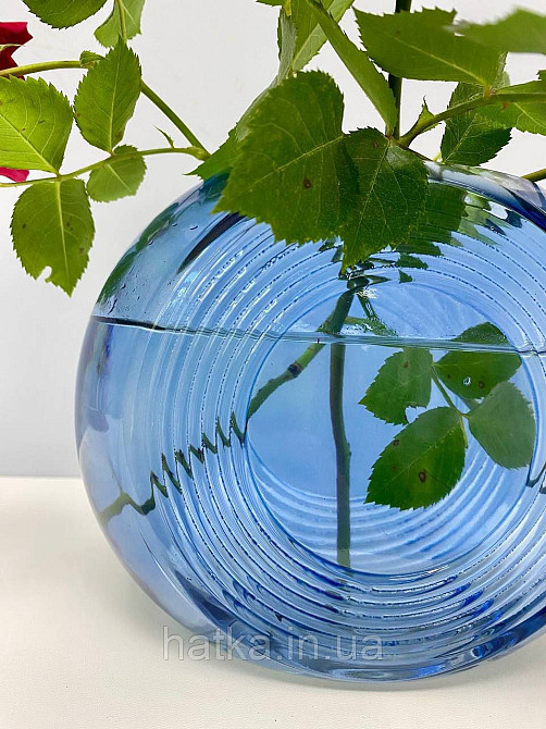 Ваза скляна 19*10*16 см "Марок" синє товсте скло Київ - фото 2