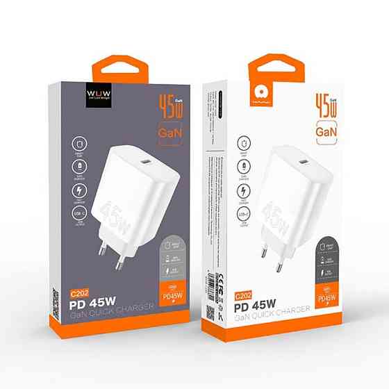 Мережевий зарядний пристрій WUW-C202 PD45W GaN Eu Smart Charger Одеса