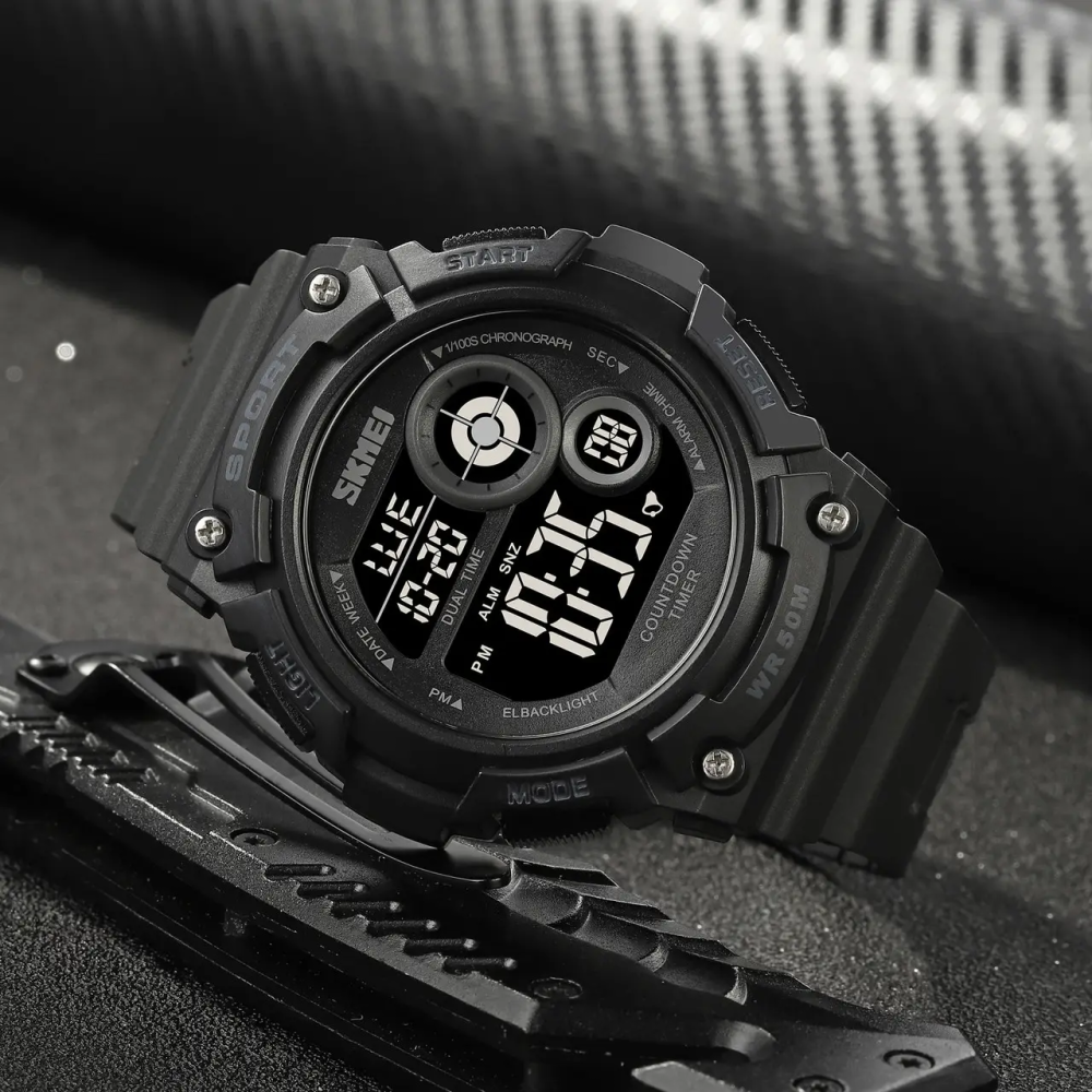 Часы мужские спортивные наручные Skmei 2017 (Черный с черным циферблатом) Винница - изображение 6