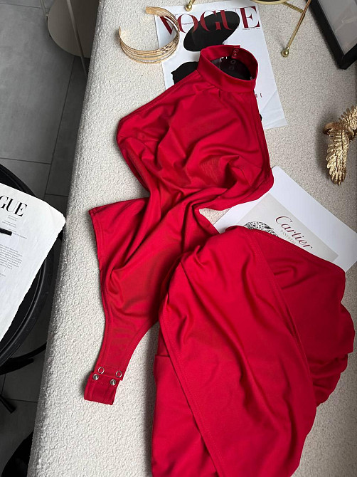 Женский стильный привлекательный костюм двойка боди + юбка микродайвинг Красный, 42/44 Одесса - изображение 5