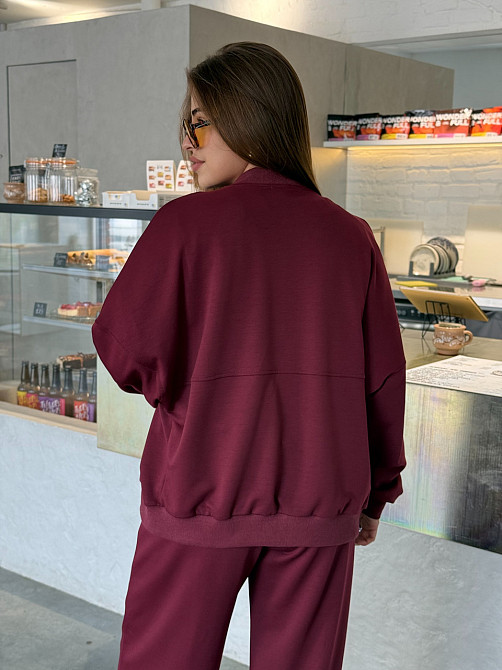 Жіночий костюм-двійка з широкими штанами Бордовий 46/48 Харків - фото 10