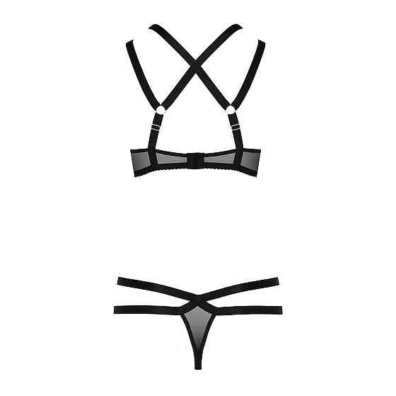 Комплект белья Passion Exclusive HAGAR SET S/M, black, стрепы, трусики и лиф Sex Aura Киев