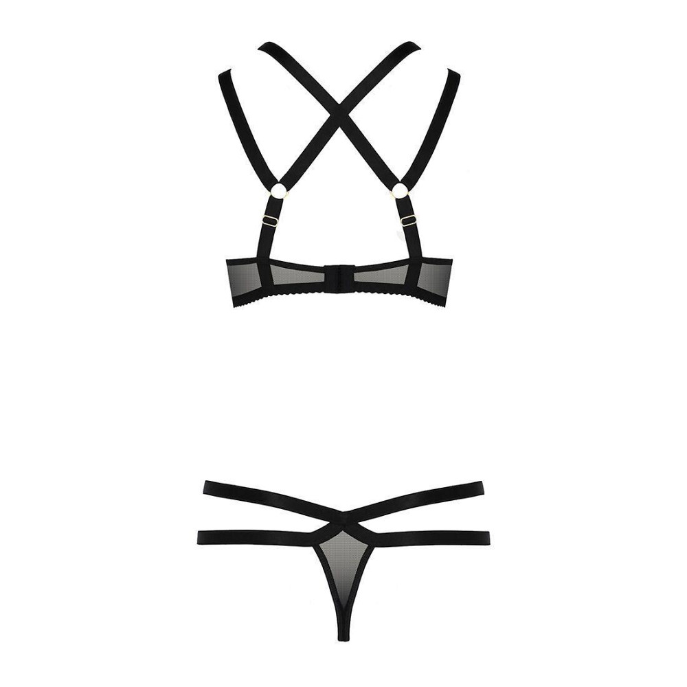Комплект белья Passion Exclusive HAGAR SET S/M, black, стрепы, трусики и лиф Sex Aura Киев - изображение 6