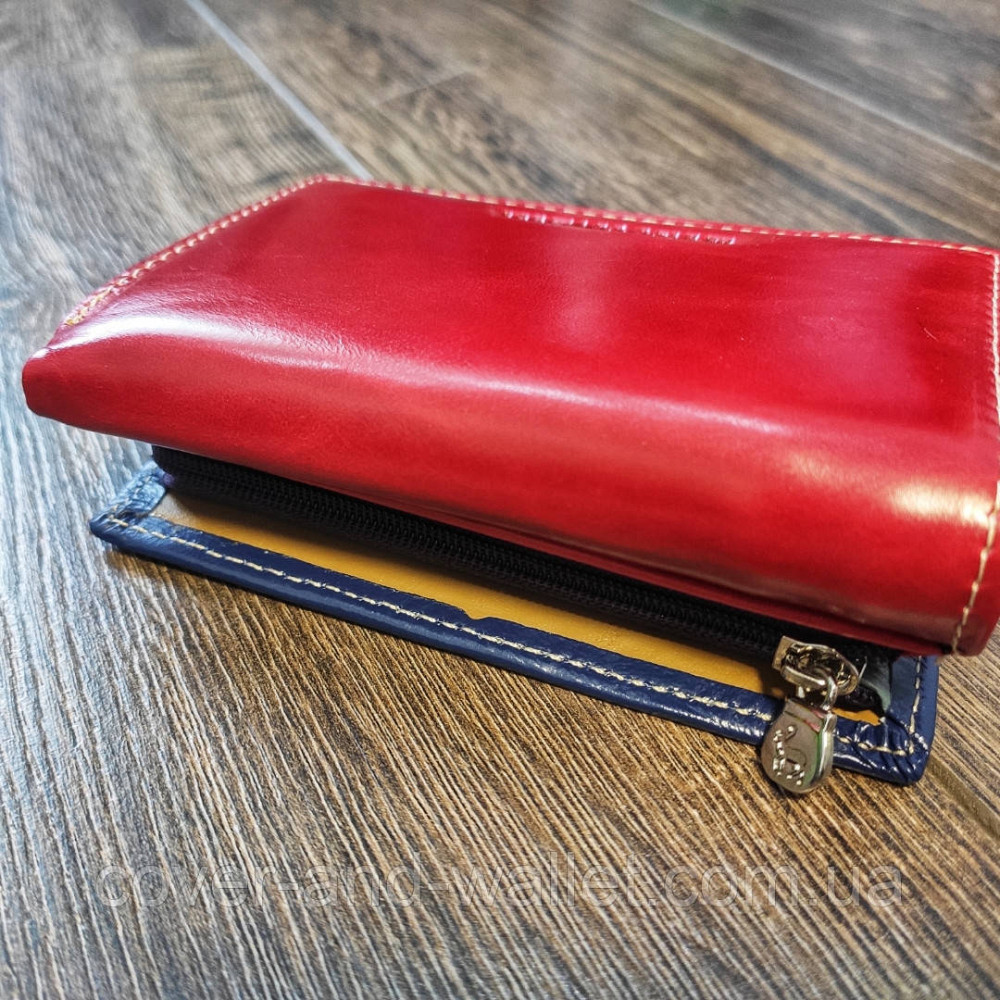 Маленький кожаный женский кошелек красно синего цвета  Marco Coverna MC 2-2068 Киев - изображение 8
