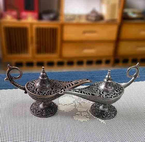 Вінтажний  металевий тримач для пахощів "Лампа Аладдіна". Міні-курильниця 11.5 см. Колір бронза Київ