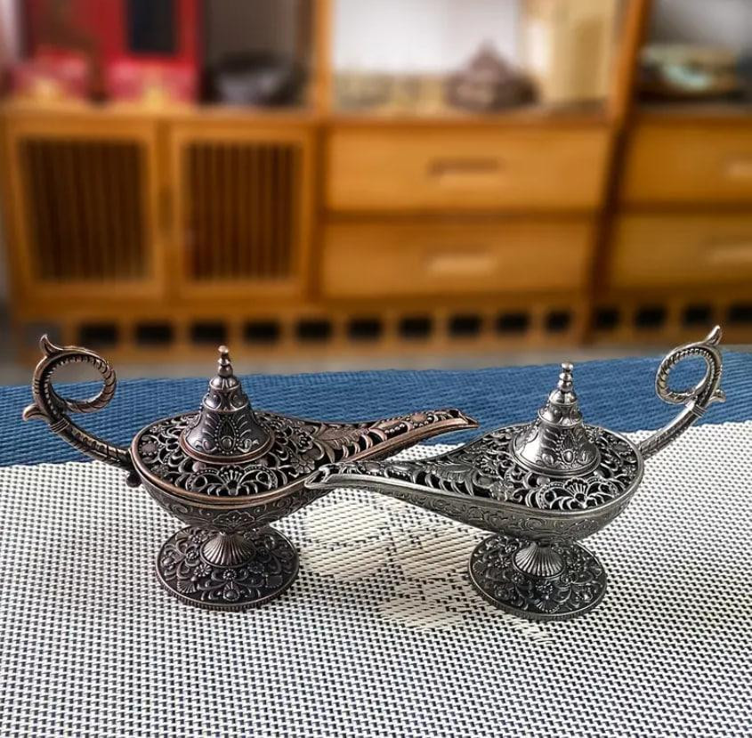 Вінтажний  металевий тримач для пахощів "Лампа Аладдіна". Міні-курильниця 11.5 см. Колір бронза Київ - фото 5