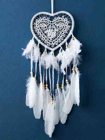 Світильник-нічник креативний ловець снів серце з пірям для декору Вінниця