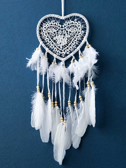 Світильник-нічник креативний ловець снів серце з пірям для декору Вінниця - фото 2