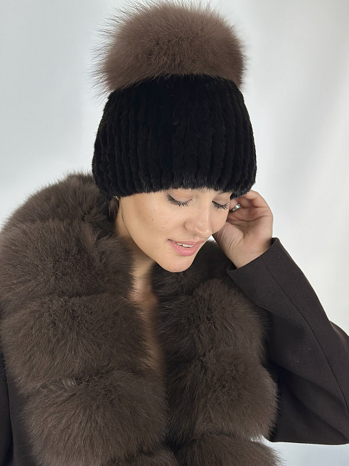 Шапка меховая женская Мерлин Коричневый Харьков - изображение 7
