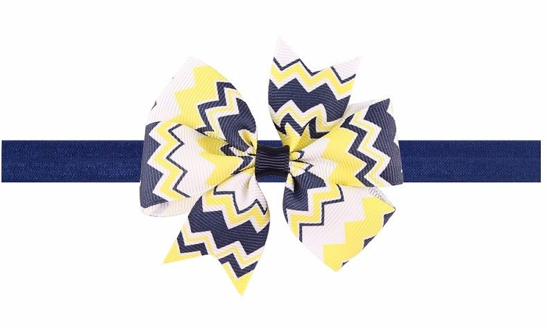 Разноцветная детская повязка на голову для девочки - размер универсальный (на резинке), бантик 8см Киев - изображение 1