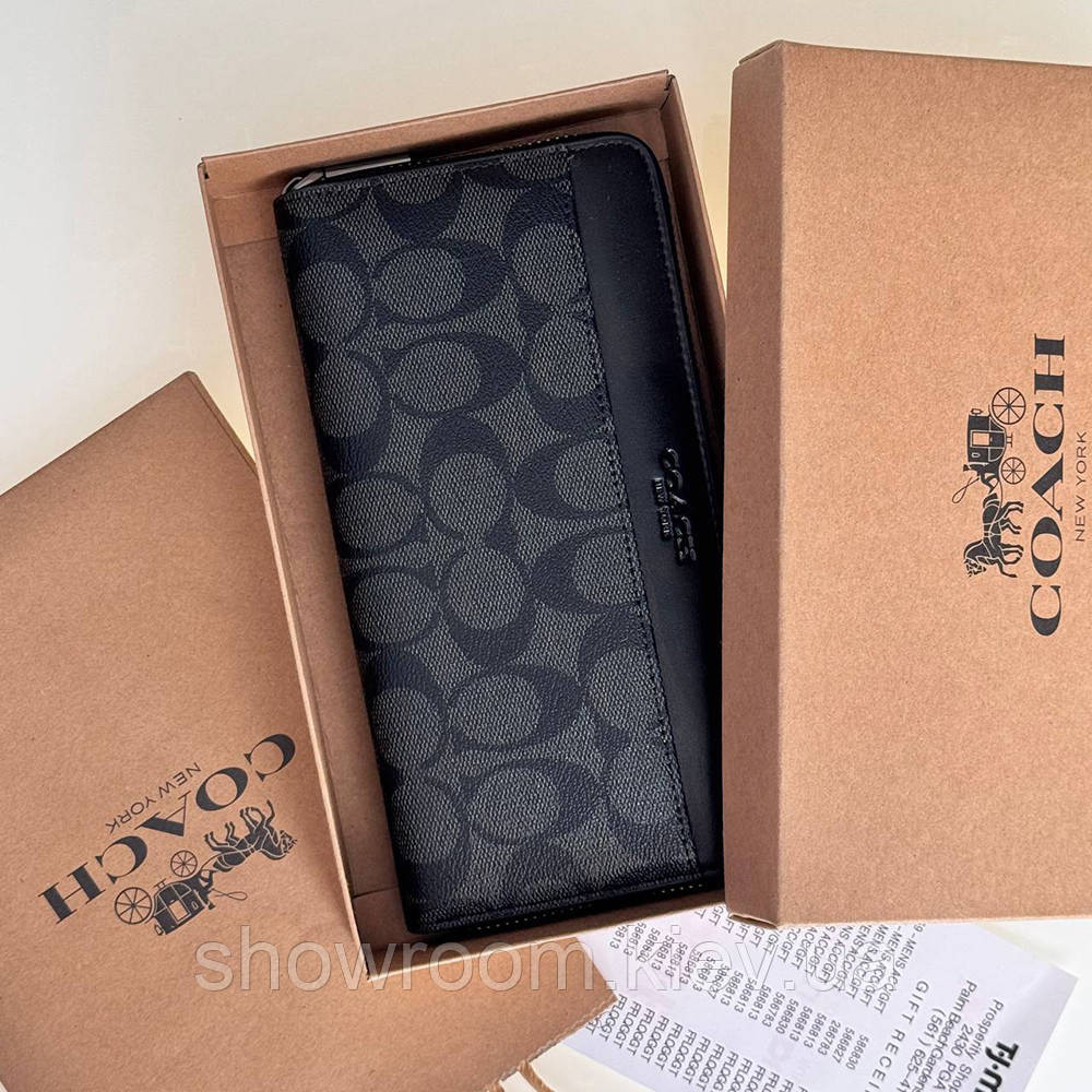Женский брендовый кошелек на молнии Coach (1380) black Киев - изображение 4