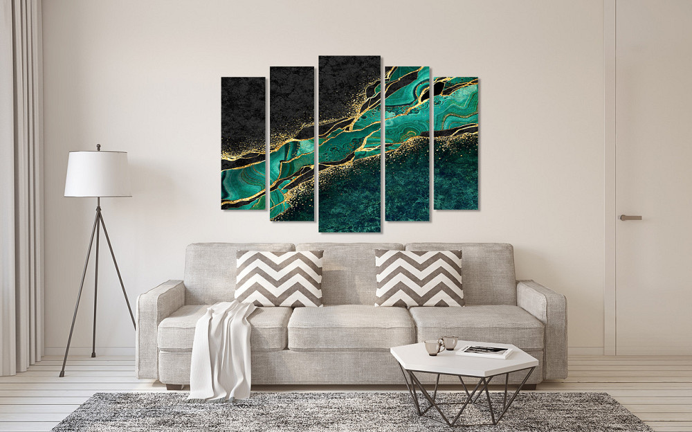 Модульна картина у вітальню/спальню  Флю Арт В зеленому кольорі  LM005_5 90х132 см Київ - фото 2