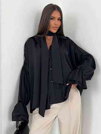 Жіноча стильна елегантна блуза шовк армані Чорний, 46 Одеса