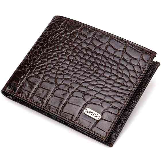Містке чоловіче портмоне з натуральної шкіри з тисненням під крокодила (CANPELLINI) Київ