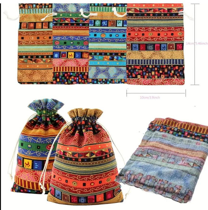 Мешочек для рун, амулетов, магических инструментов с египетским узором на шнурке 10*14 см. Киев - изображение 2