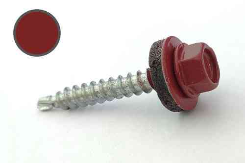 Саморіз покрівельний 4,8*35 DIN 7504K RAL 3011 для дерева (пач 50 шт.) (колір — коричнево-червоний) APRO Рівне