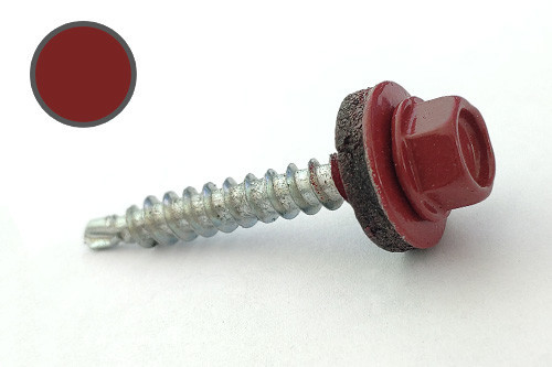 Саморез кровельный 4,8*35 DIN 7504K RAL 3011 по дереву (пач 50шт) (цвет - коричнево-красный) APRO Ровно - изображение 1