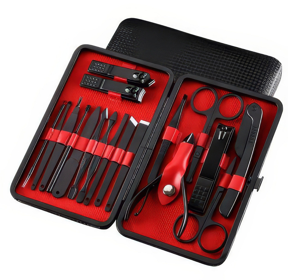 Набір інструментів для манікюру та педикюру універсальний б'юті набір для чищення обличчя, 18 шт, колір чорний Кам'янець-Подільський - фото 3