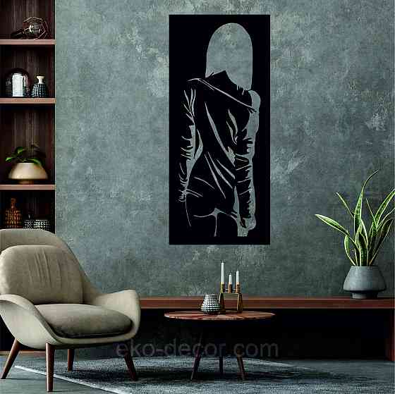 Декоративное настенное Панно «Силуэт женщины», Декор на стену 110*48 см, Черный Киев
