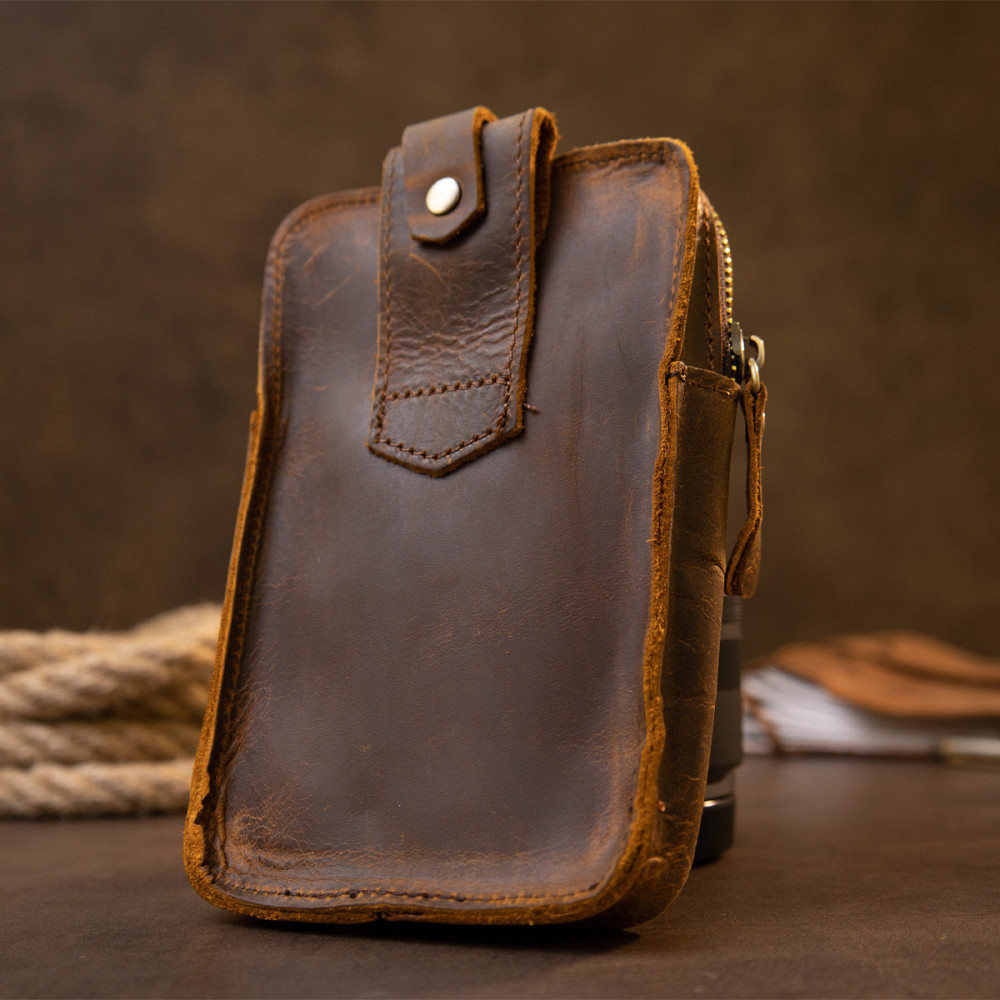 Сумка чоловіча на пояс Коричнева (Vintage) Київ - фото 3