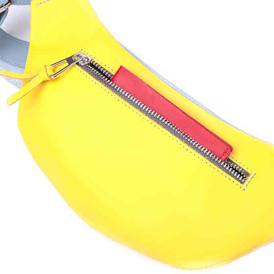 Патриотическая кожаная сумка-бананка комби двух цветов Сердце (GRANDE PELLE) Киев