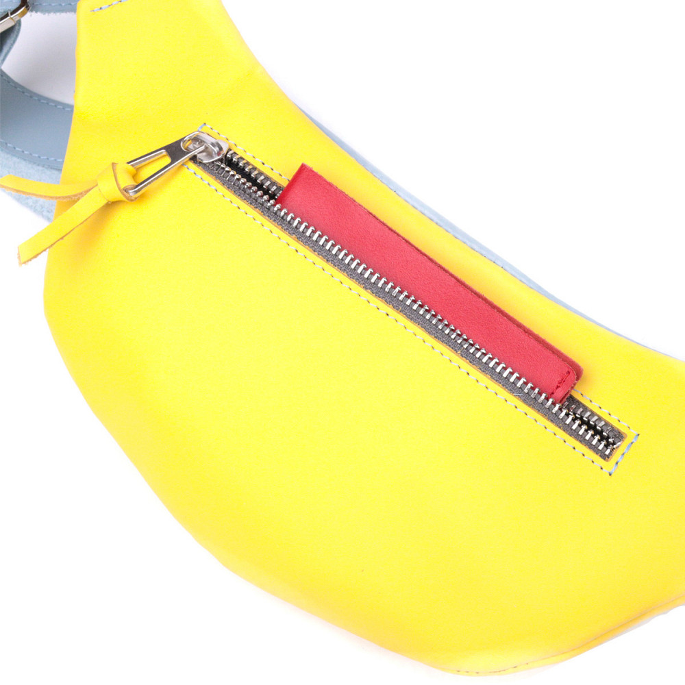 Патріотична шкіряна сумка-бананка комбі двох кольорів Серце (GRANDE PELLE) Київ - фото 2