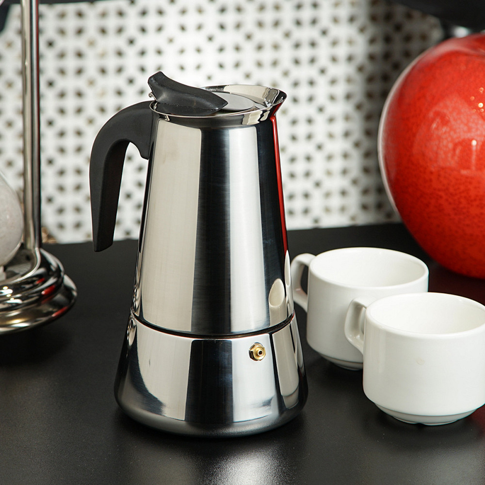 Гейзерная кофеварка для разных видов плит  UNIQUE UN-1902(KPSS-6 чашек ) нерж. 270 мл Одесса - изображение 1