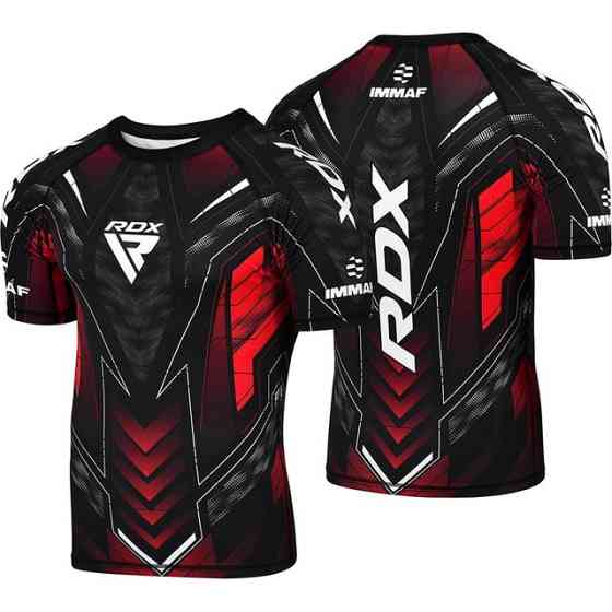 Рашгард RDX на короткий рукав, схвалена IMMAF, Чорно червона XXL Кам'янське