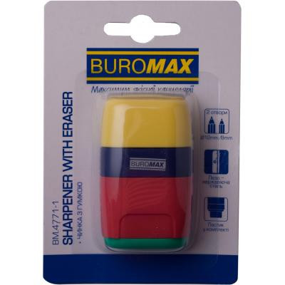 Точилка Buromax RUBBER TOUCH /large, container, eraser (BM.4771-1) Вінниця - фото 2