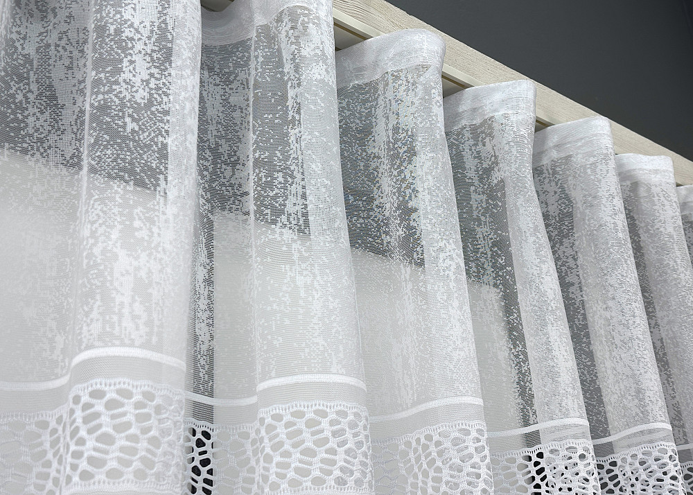 Короткий тюль жаккард, высотой 1,5м, цвет белый 1952т Киев - изображение 7