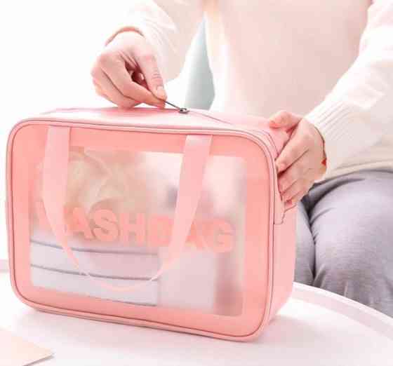 Набір прозорих сумок-косметичок Washbag Pink 30см 26см 20см Вінниця